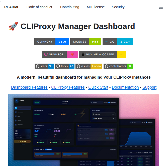 0xastroalpha Cliproxyapi Dashboard screenshot