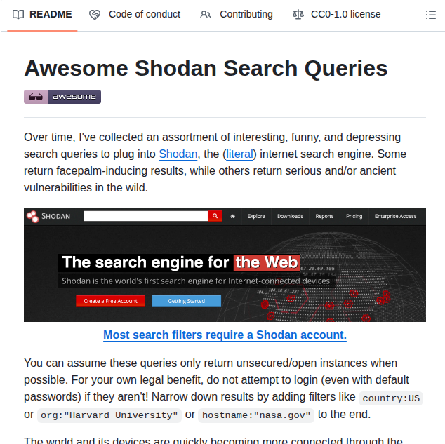 0xcc00ffee Awesome Shodan Queries screenshot