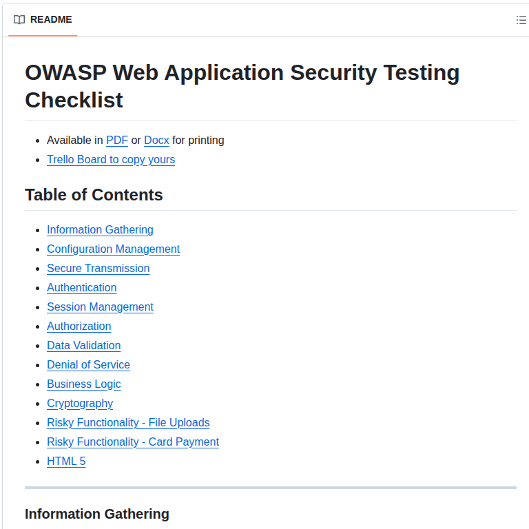 0xradi Owasp Web Checklist screenshot