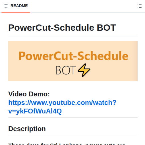 0x De1 Powercut Schedule Bot screenshot