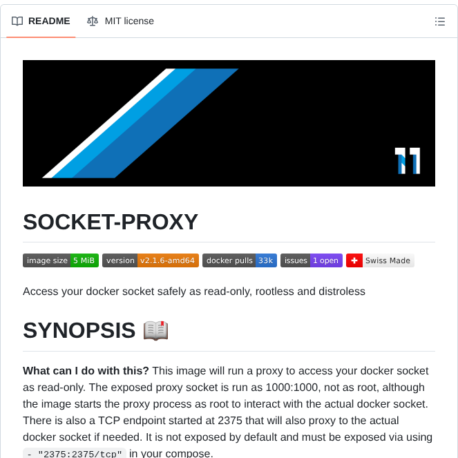 11notes Docker Socket Proxy screenshot