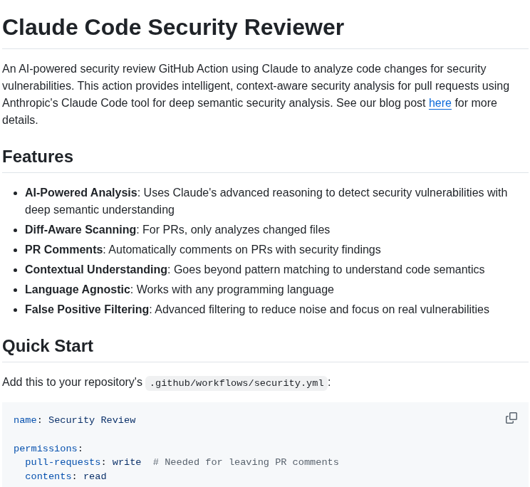 Anthropics Claude Code Security Review screenshot