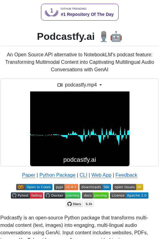 Souzatharsis Podcastfy screenshot
