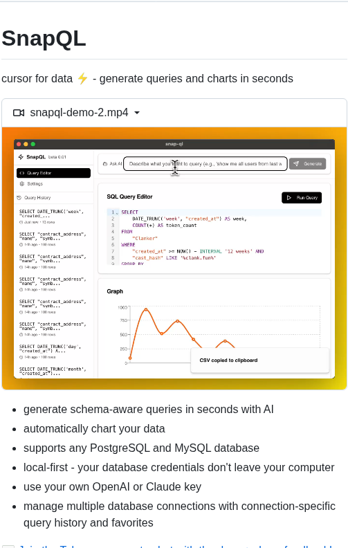 Nicktikhonov Snap Ql screenshot