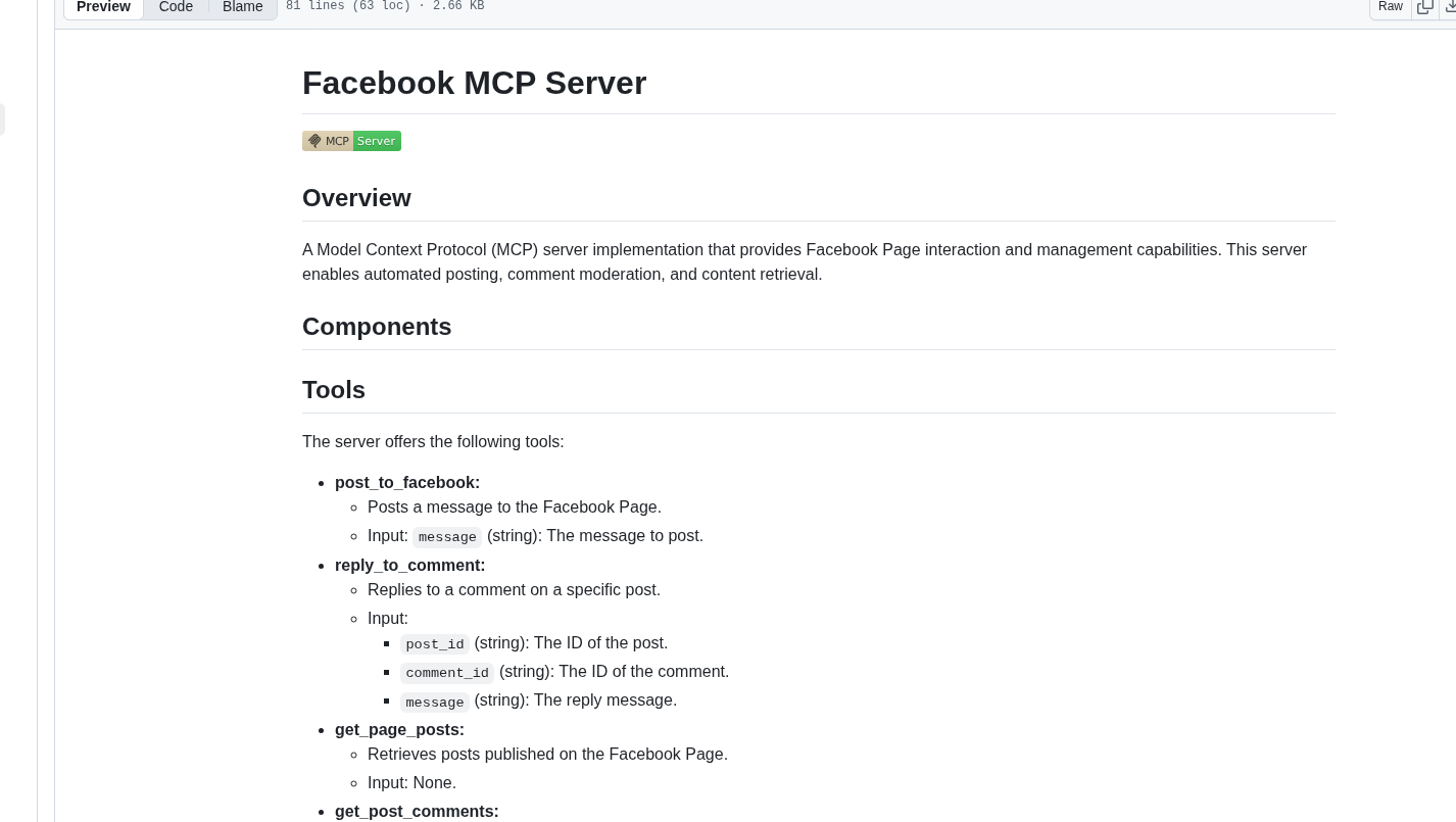 Tiroshanm Facebook Mcp Server screenshot