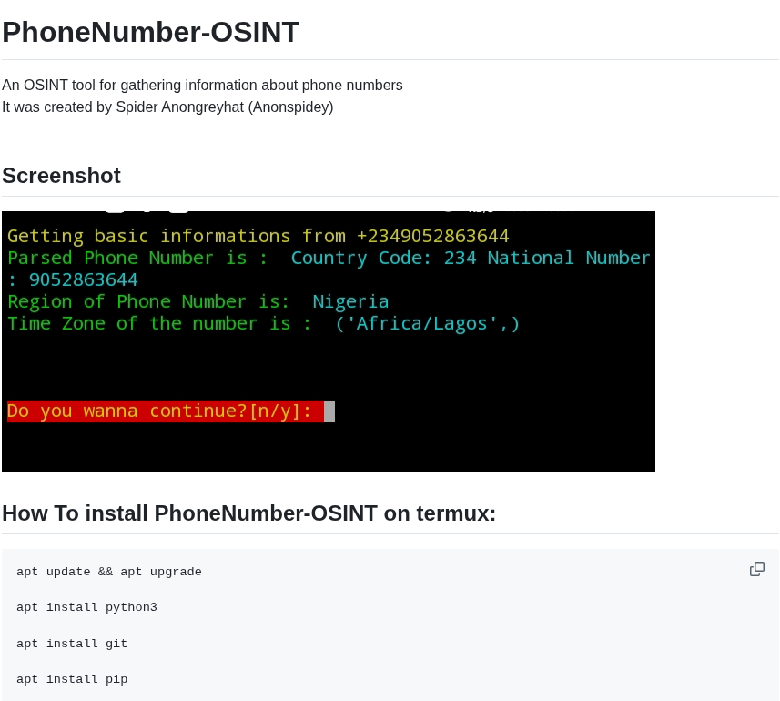 Spider863644 Phonenumber Osint screenshot