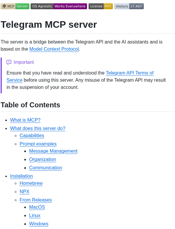 Chaindead Telegram Mcp screenshot