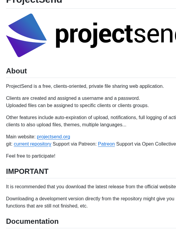 Projectsend Projectsend screenshot