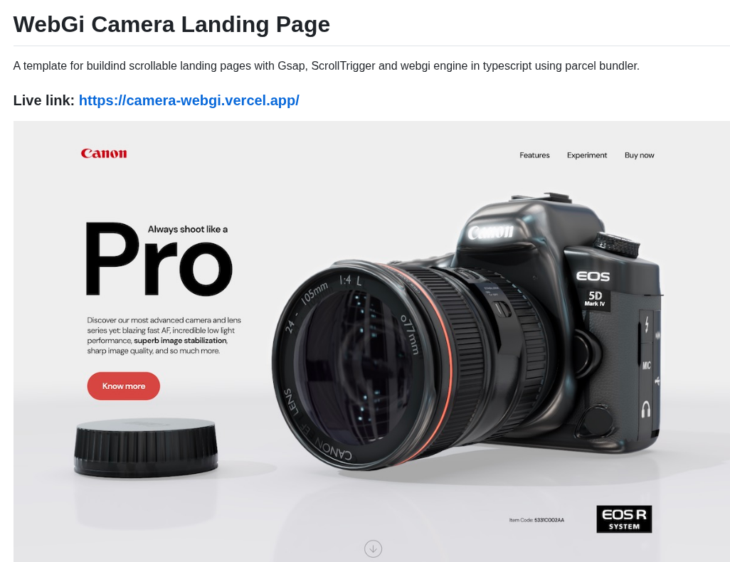 Ektogamat Camera Webgi screenshot