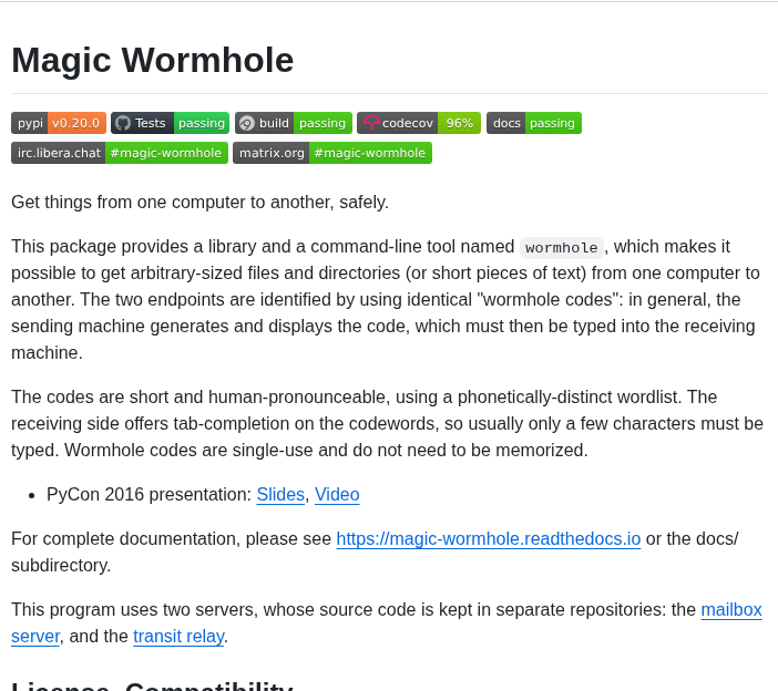 Magic Wormhole Magic Wormhole screenshot