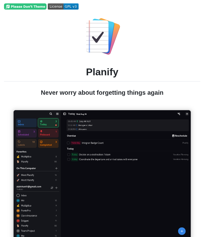 Alainm23 Planify screenshot