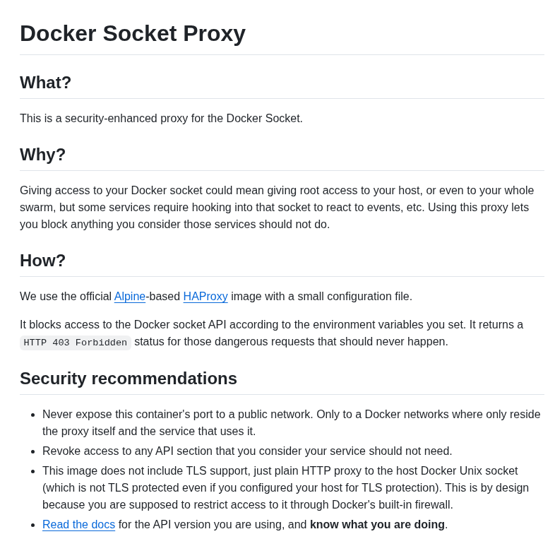 Tecnativa Docker Socket Proxy screenshot