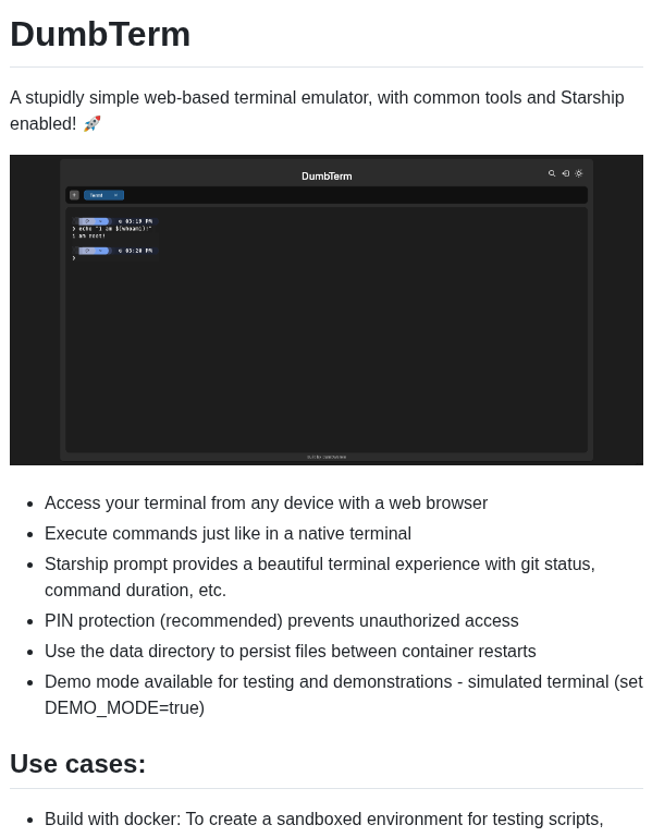 Dumbwareio Dumbterm screenshot