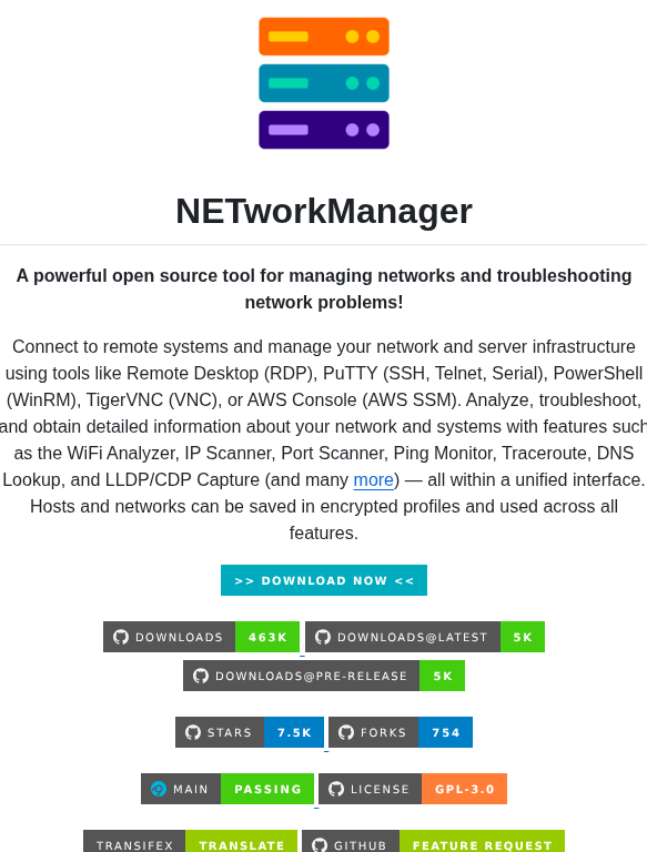 Borntoberoot Networkmanager screenshot