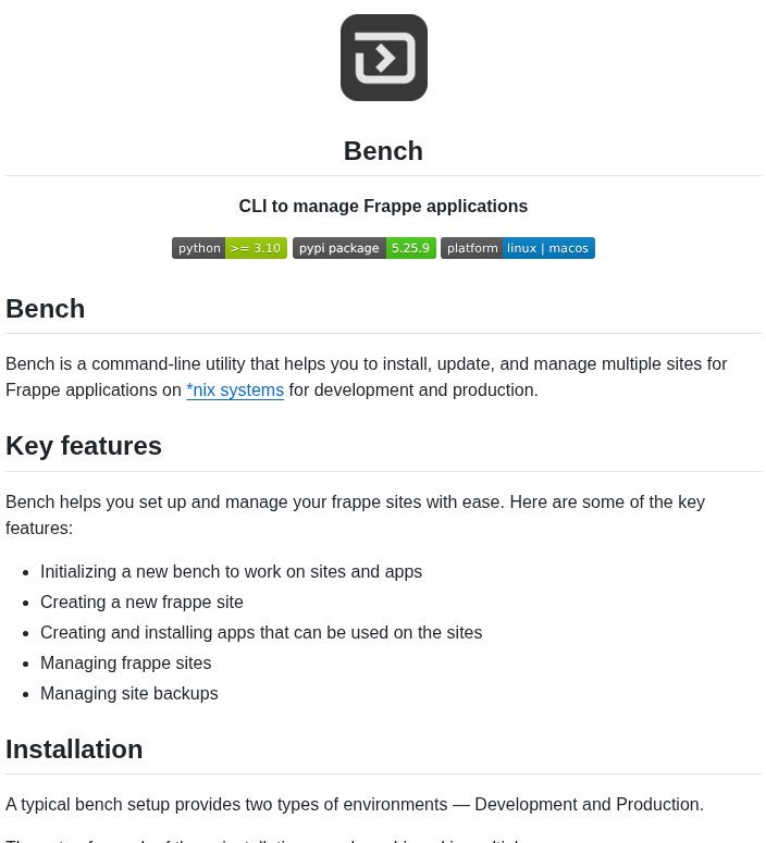 Frappe Bench screenshot