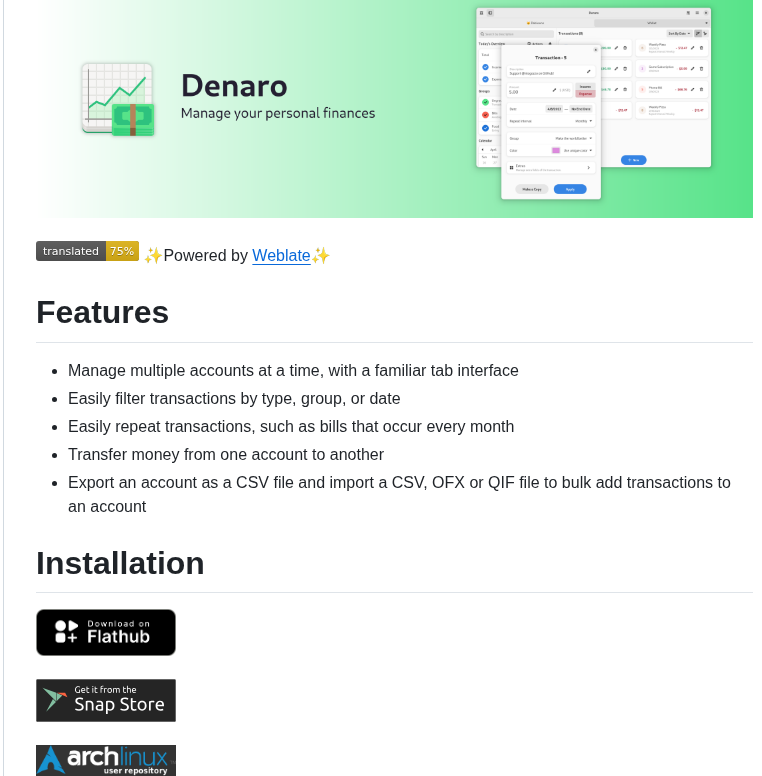 Nickvisionapps Denaro screenshot