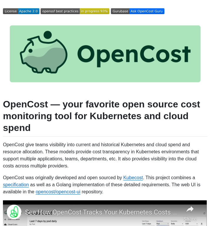 Opencost Opencost screenshot