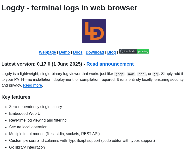 Logdyhq Logdy Core screenshot