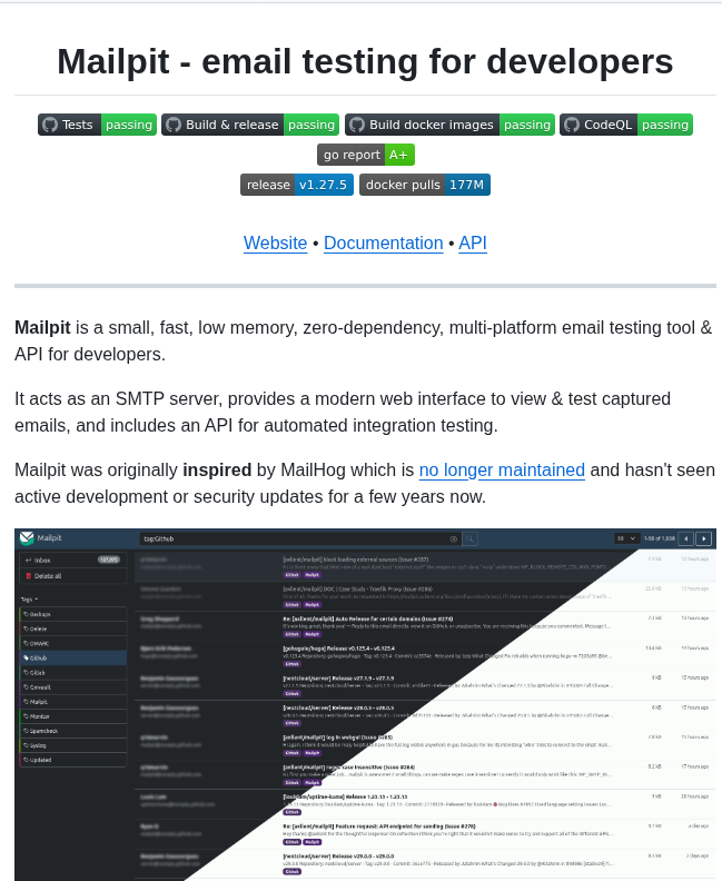 Axllent Mailpit screenshot
