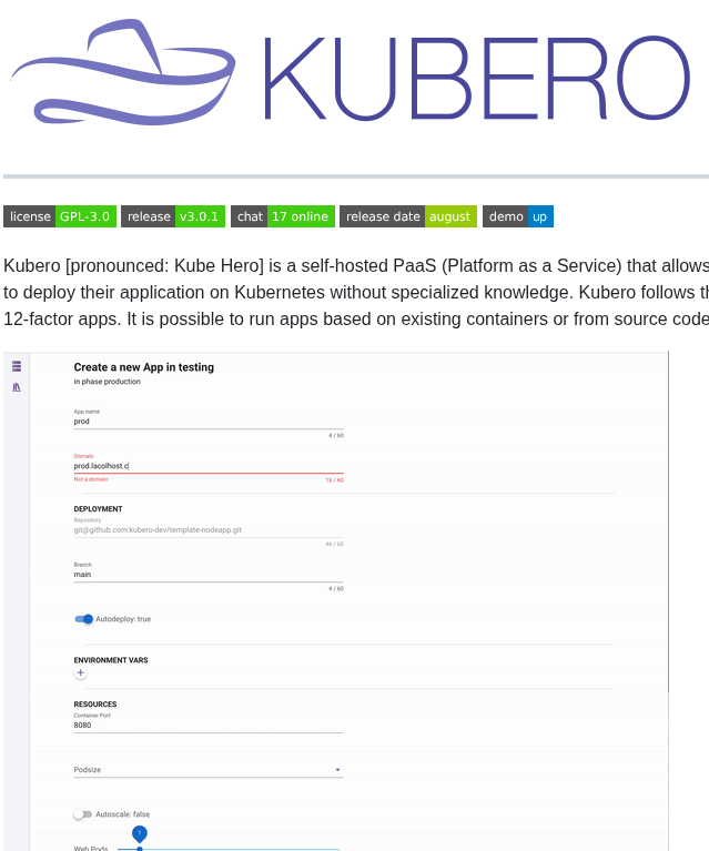Kubero Dev Kubero screenshot