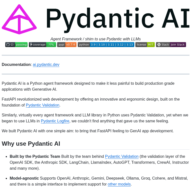 Pydantic Pydantic Ai screenshot