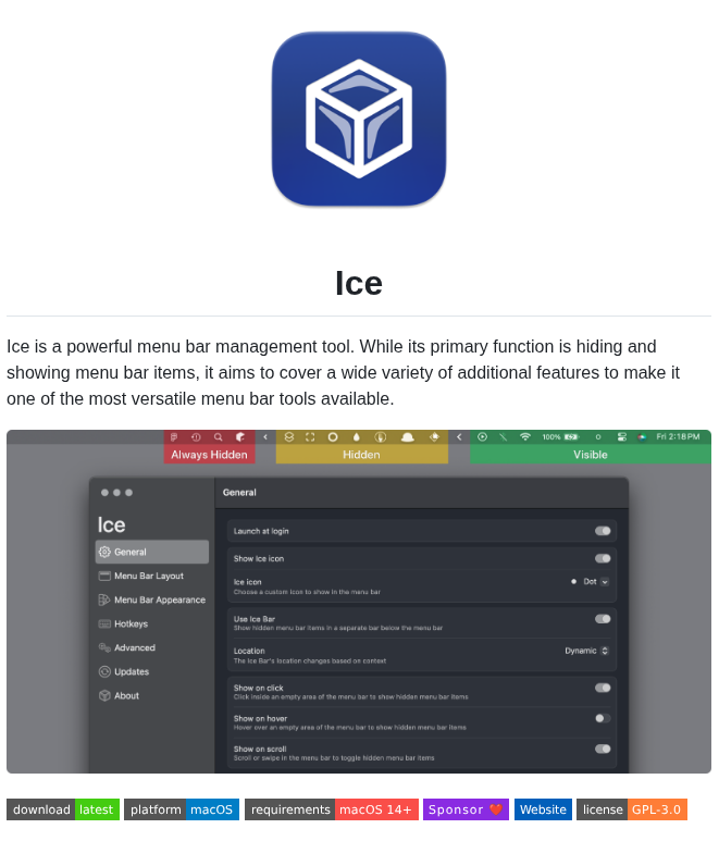 Jordanbaird Ice screenshot
