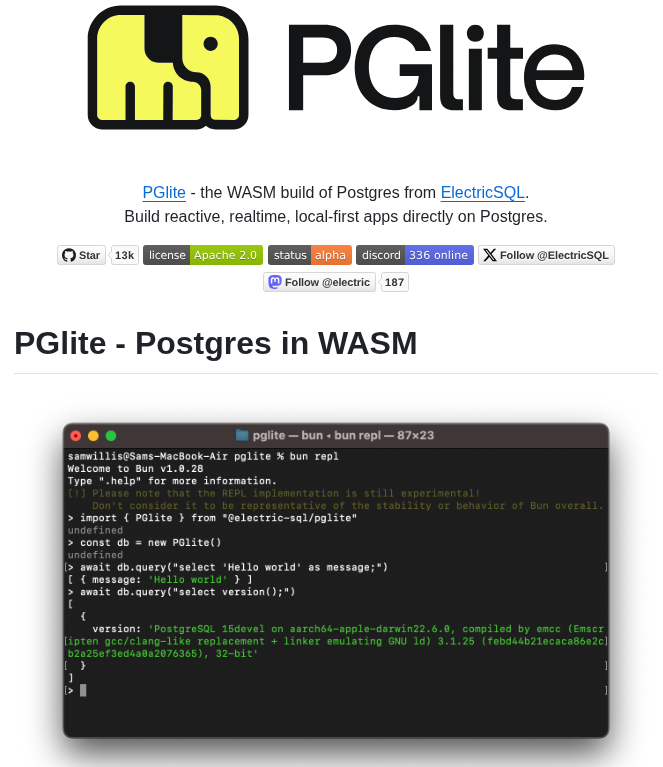 Electric Sql Pglite screenshot