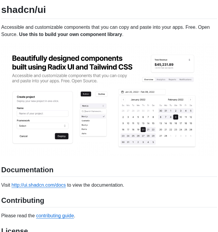 Shadcn Ui Ui screenshot