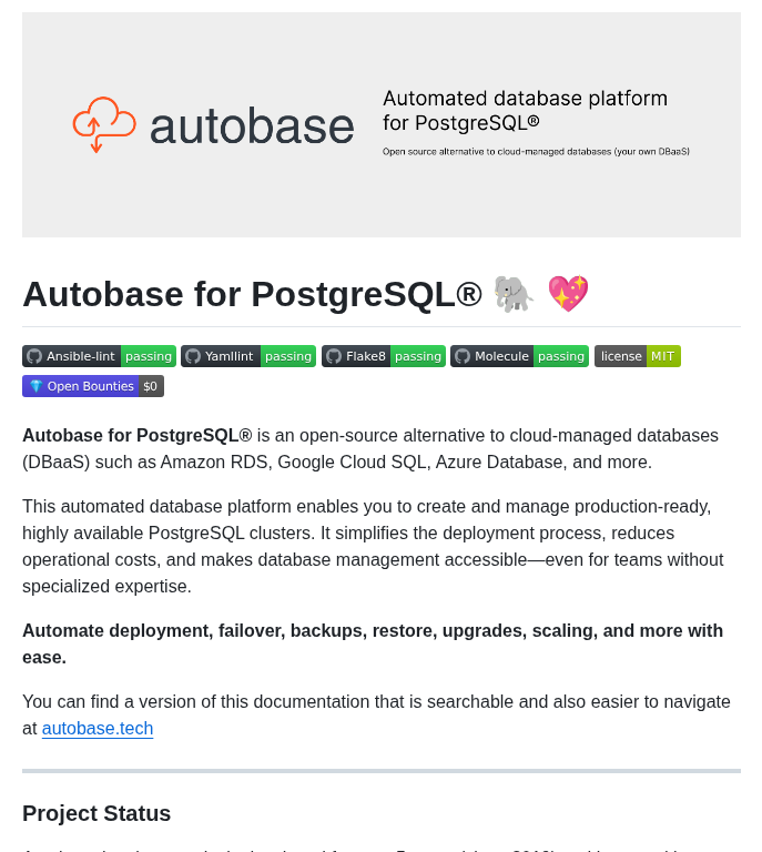 Vitabaks Autobase screenshot