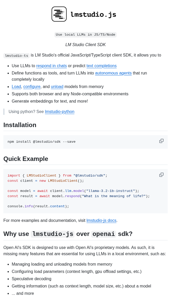 Lmstudio Ai Lmstudio Js screenshot