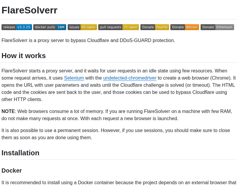 Flaresolverr Flaresolverr screenshot