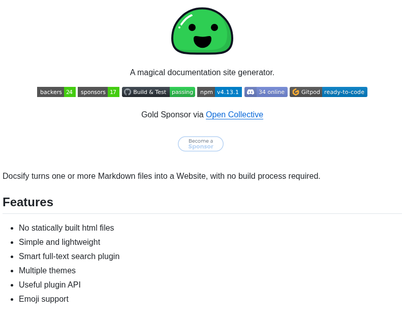Docsifyjs Docsify screenshot
