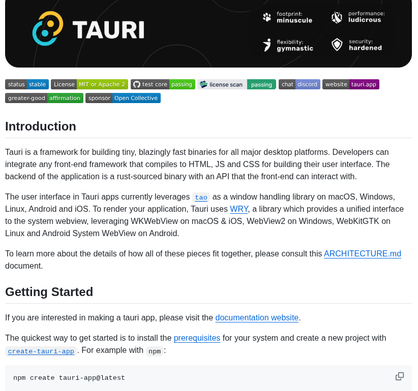 Tauri Apps Tauri screenshot