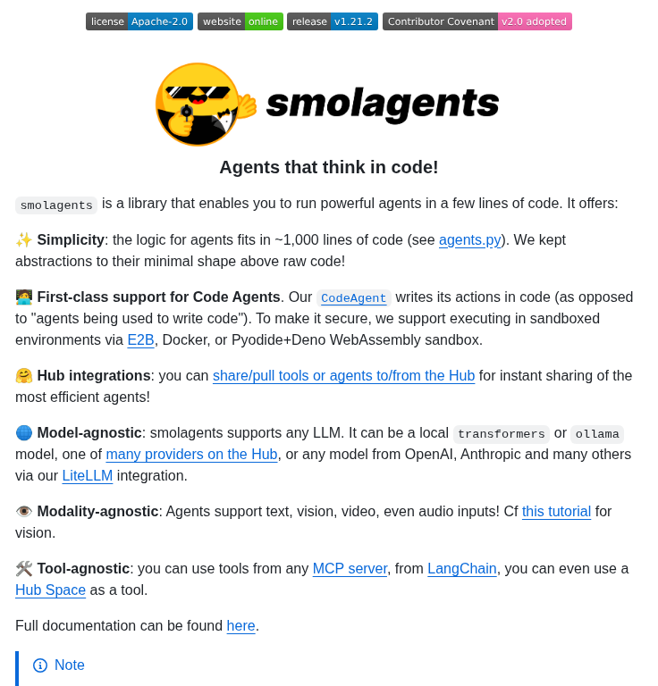 Huggingface Smolagents screenshot