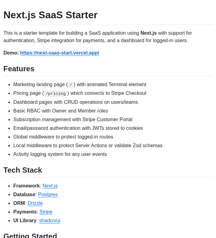 Nextjs Saas Starter screenshot