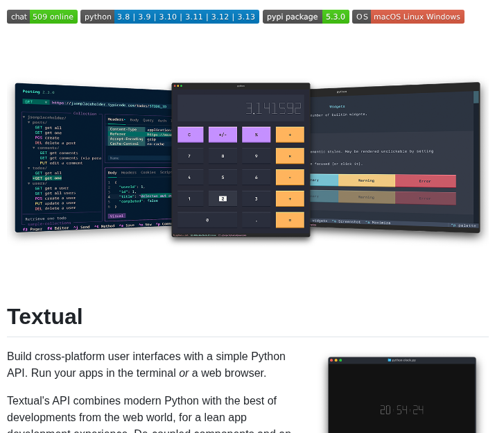 Textualize Textual screenshot