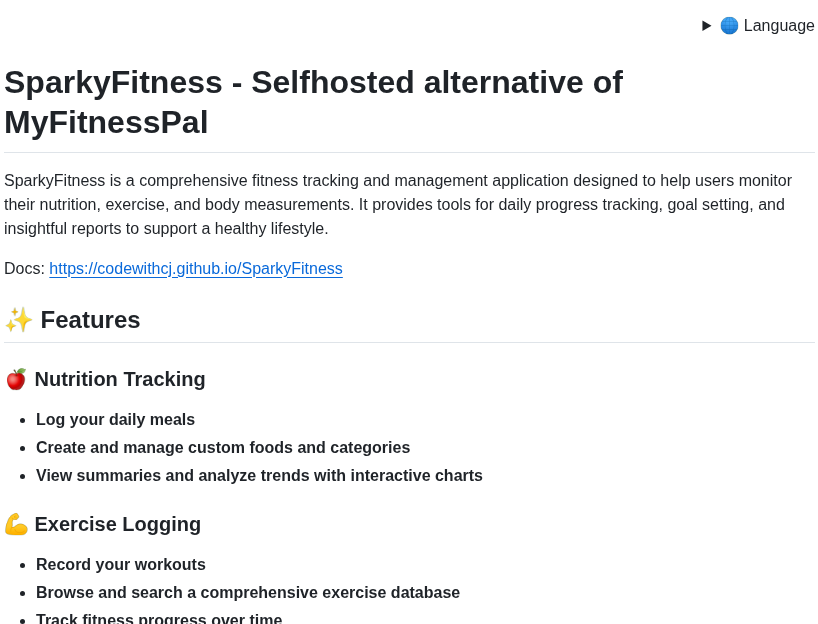 Codewithcj Sparkyfitness screenshot