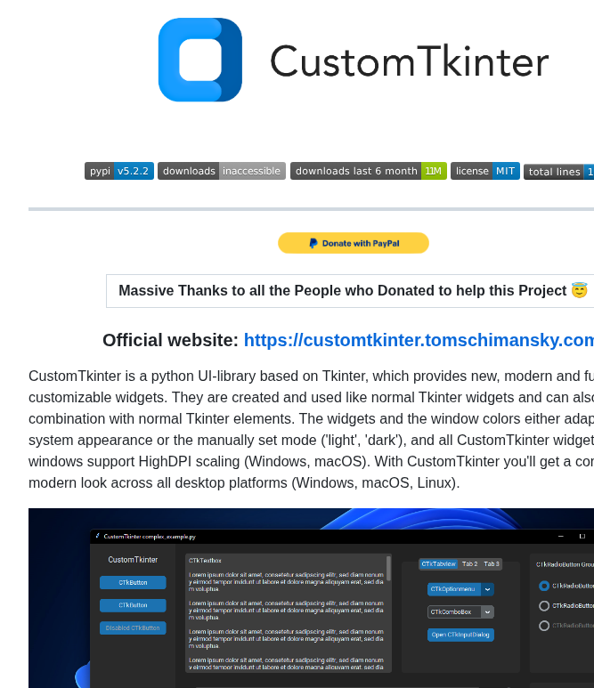 Tomschimansky Customtkinter screenshot