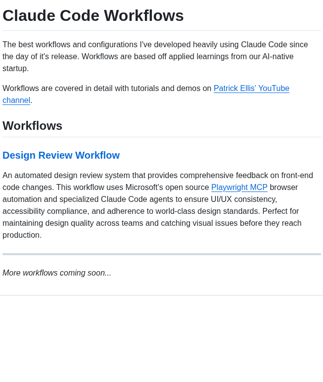 Oneredoak Claude Code Workflows screenshot