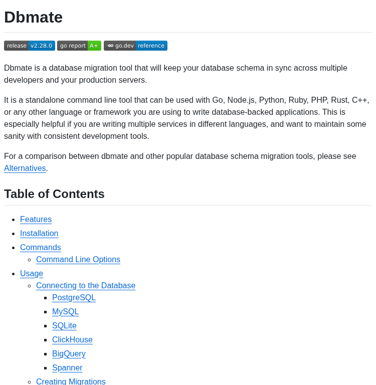 Amacneil Dbmate screenshot