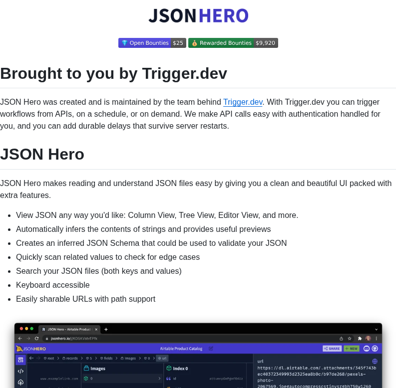 Triggerdotdev Jsonhero Web screenshot