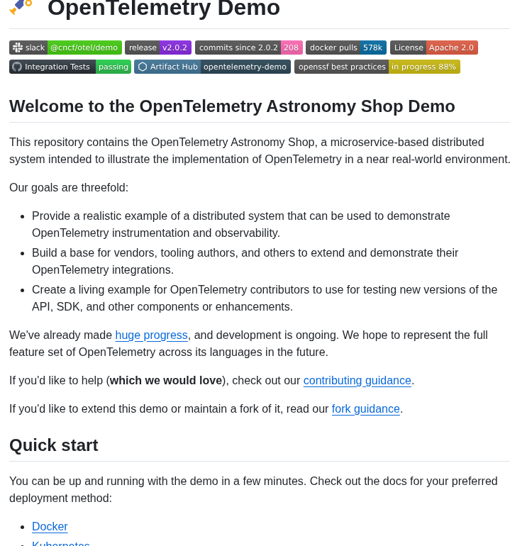 Open Telemetry Opentelemetry Demo screenshot