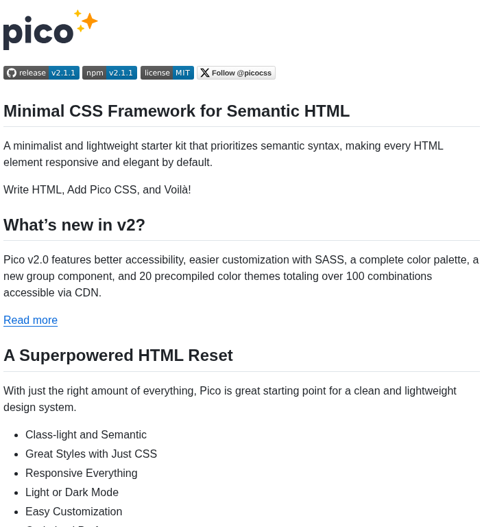 Picocss Pico screenshot
