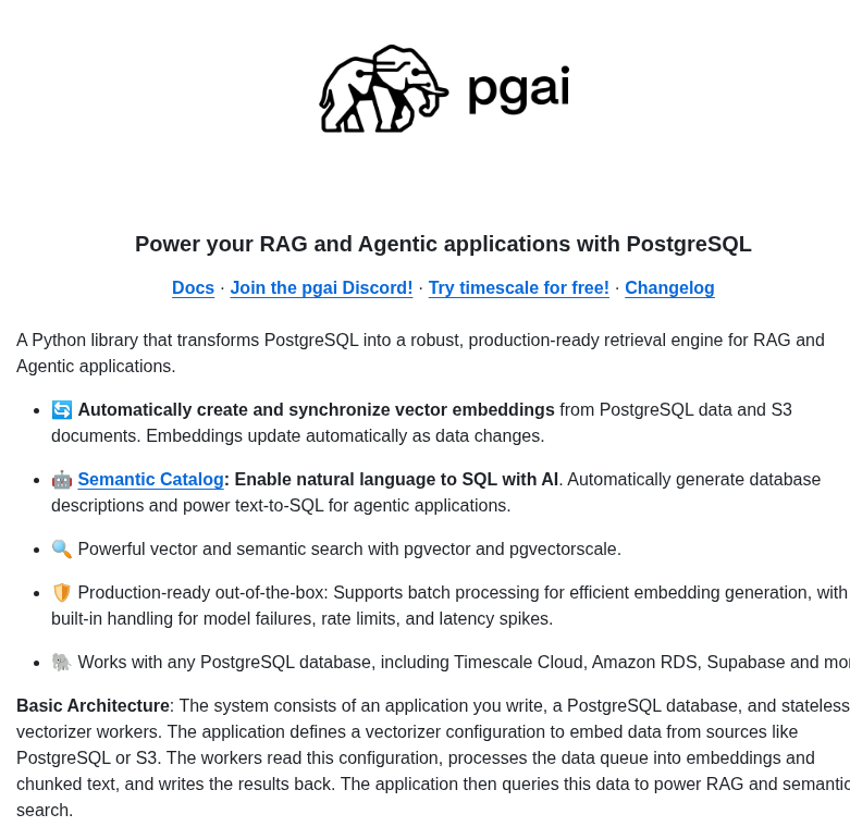 Timescale Pgai screenshot