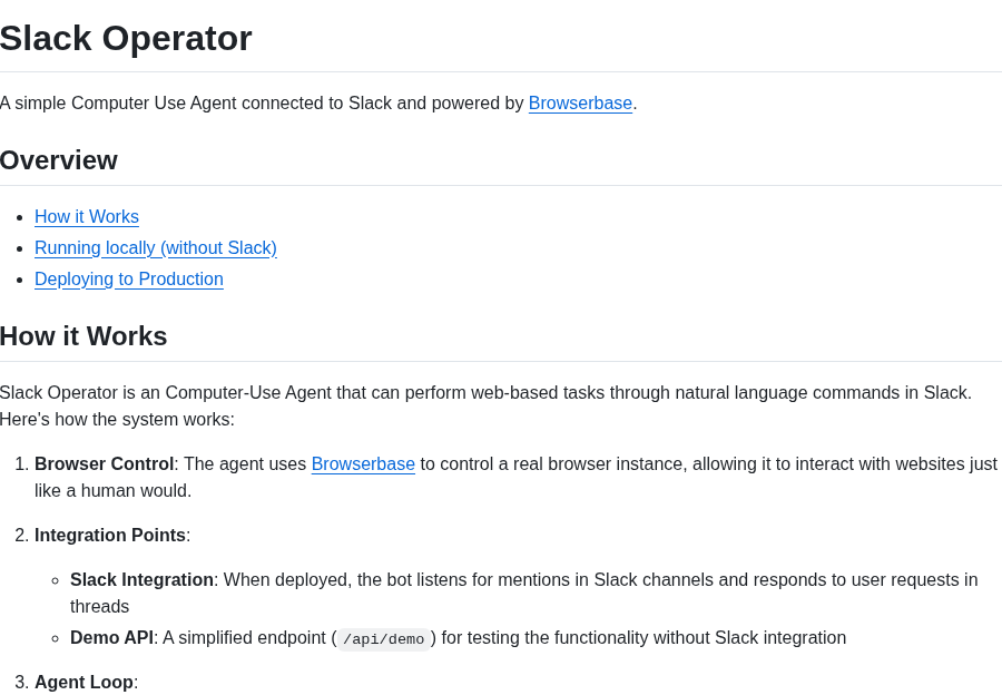 Browserbase Slack Operator screenshot