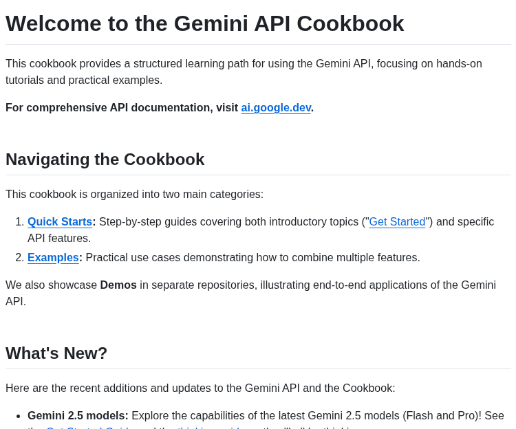 Google Gemini Cookbook screenshot