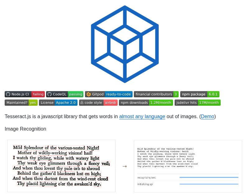 Naptha Tesseract.js screenshot
