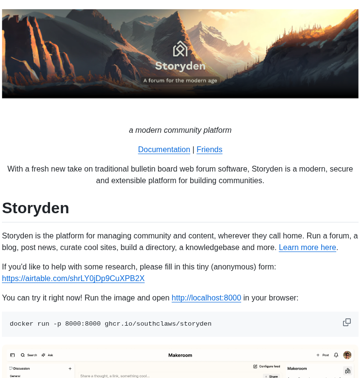 Southclaws Storyden screenshot