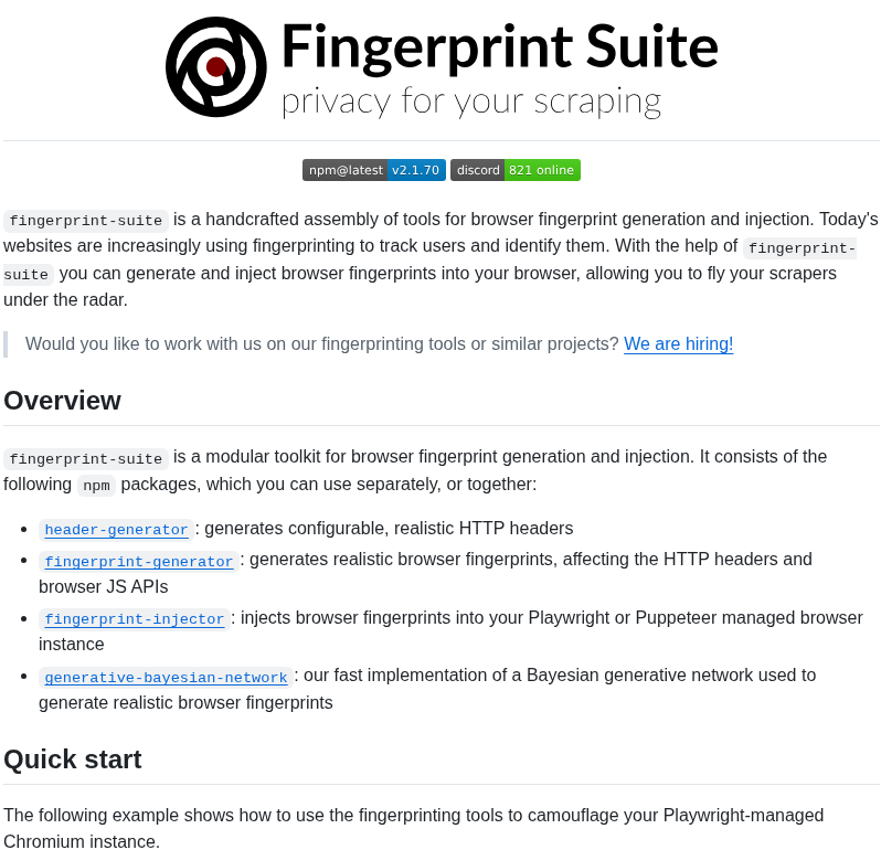 Apify Fingerprint Suite screenshot