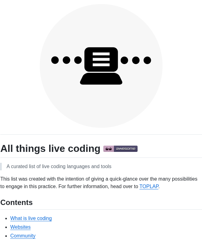 Toplap Awesome Livecoding screenshot